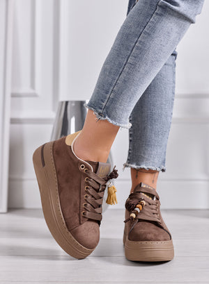 DOROTHY - Sneakers Donna marroni Scamosciate Platform con Nappine