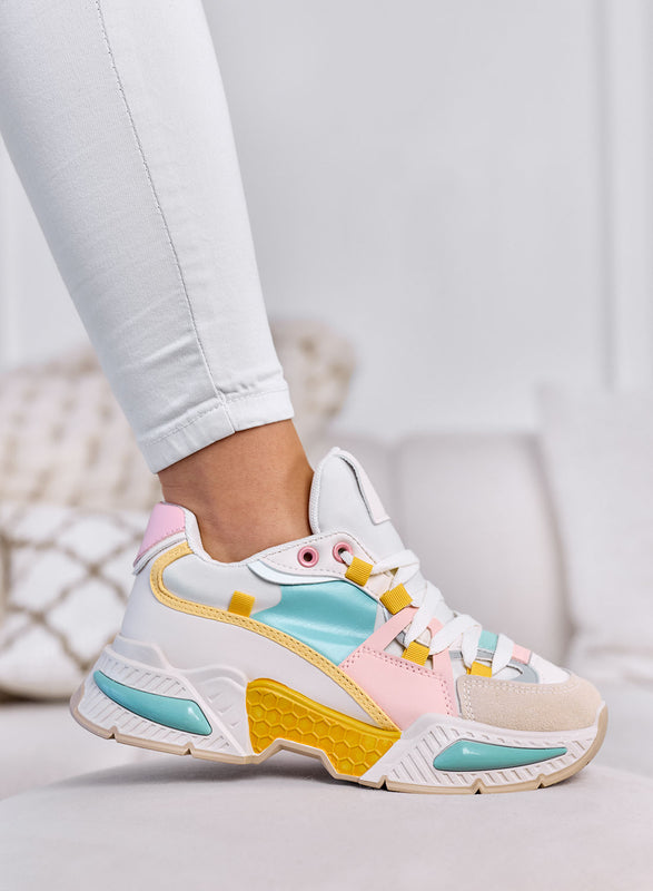 AMANDA - Baskets Multicolores Pastel Chunky avec Semelle Plateforme