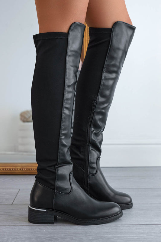 MILLER - Bottes noires en tissu élastique à l'arrière