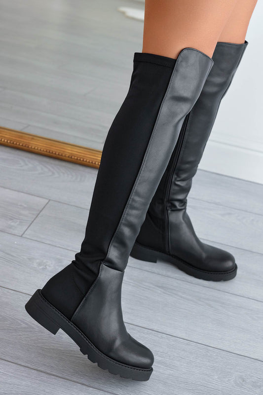 COLLINS - Bottes noires en tissu élastique