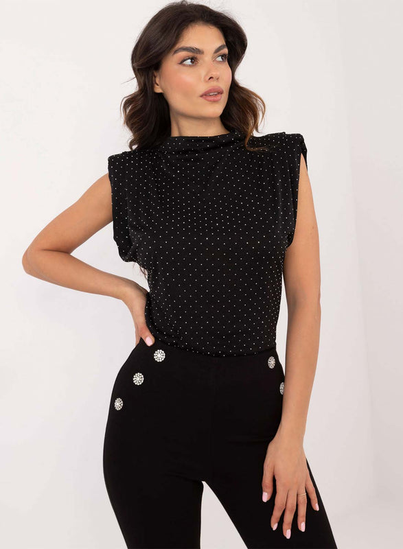 Top sans manches noir avec paillettes