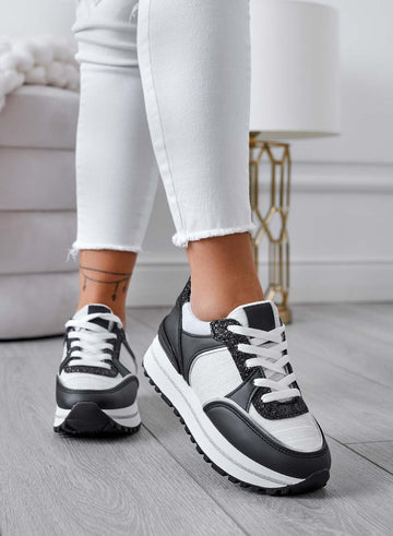 Sneakers nere con inserti glitter