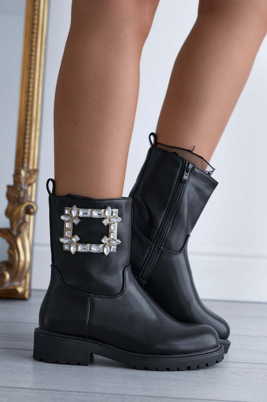 MEDLEY - Bottines noires avec plaque bijou