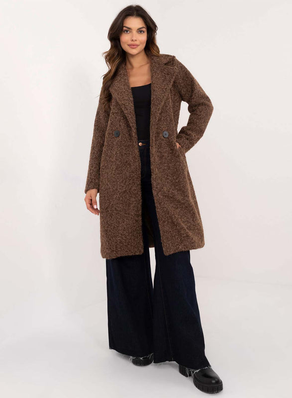 Manteau long en laine marron