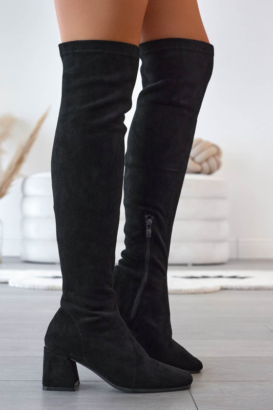 MAGDA - Bottes en daim noir