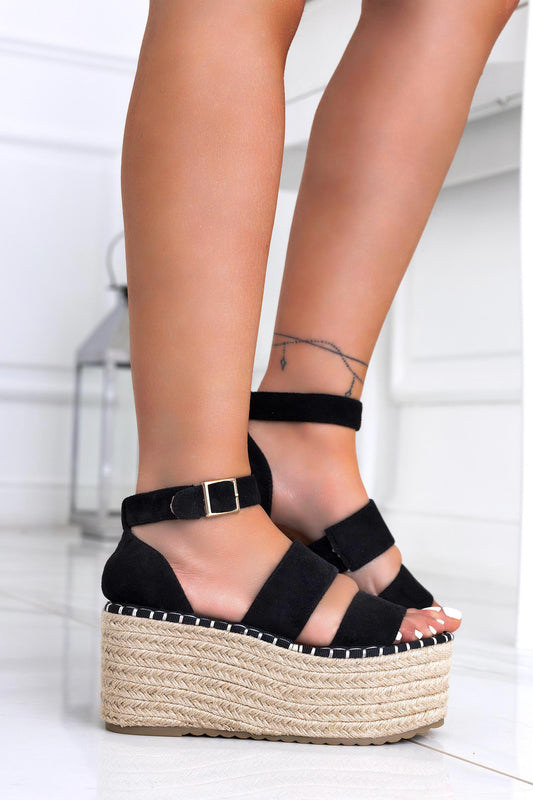 XENA - Espadrilles plates noires