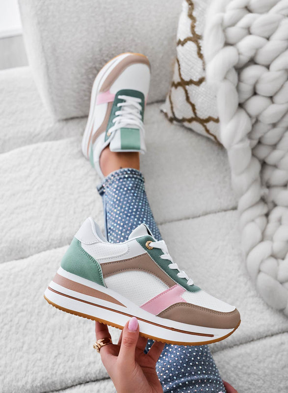 White sneakers with contrasting panels