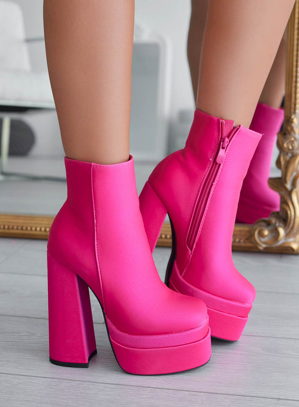 AVRIL - Bottines Alexoo fuchsia à talon haut