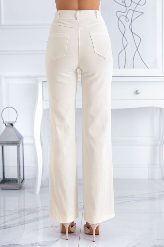 Pantalon évasé en coton crème