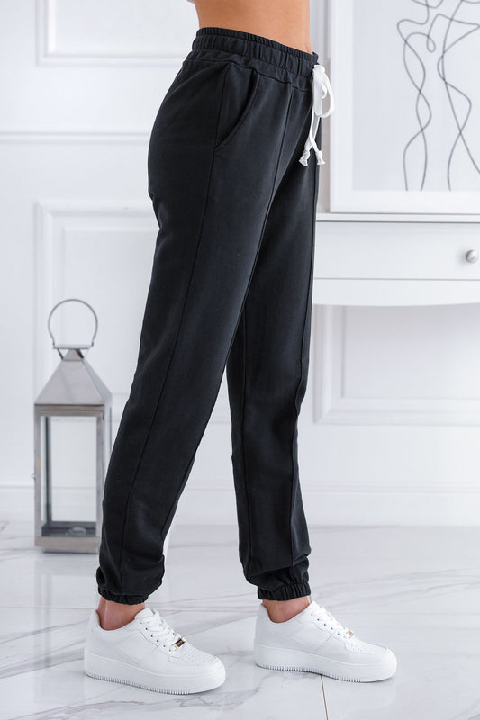 Pantalon de survêtement noir avec lacets