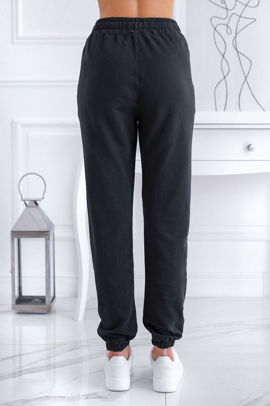 Pantalon de survêtement noir avec lacets