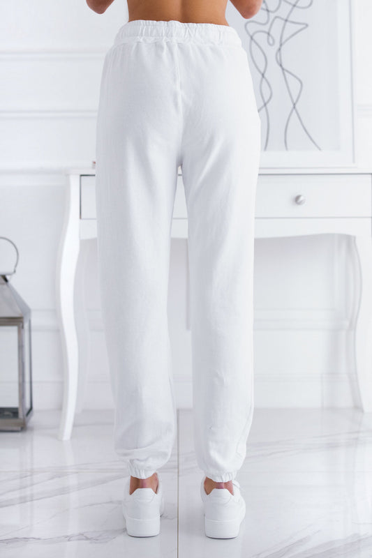 Pantalon de survêtement blanc avec lacets