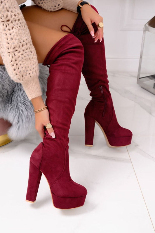 Bottes en daim bordeaux