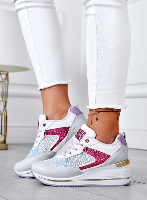 Baskets blanches avec empiècements pailletés