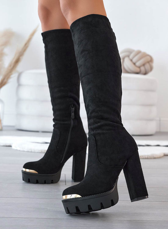 JOSEPH - Bottines en daim noir avec revers