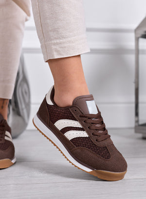 PIERA - Baskets marron à imprimé animalier avec semelle en caoutchouc