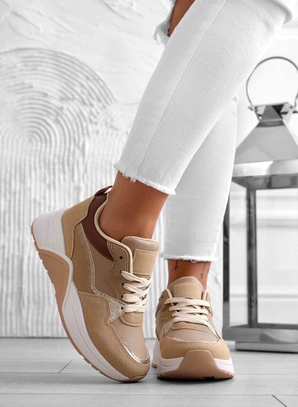 Sneakers fango con pannelli a contrasto