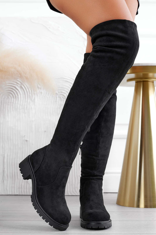 Cuissardes noires en daim