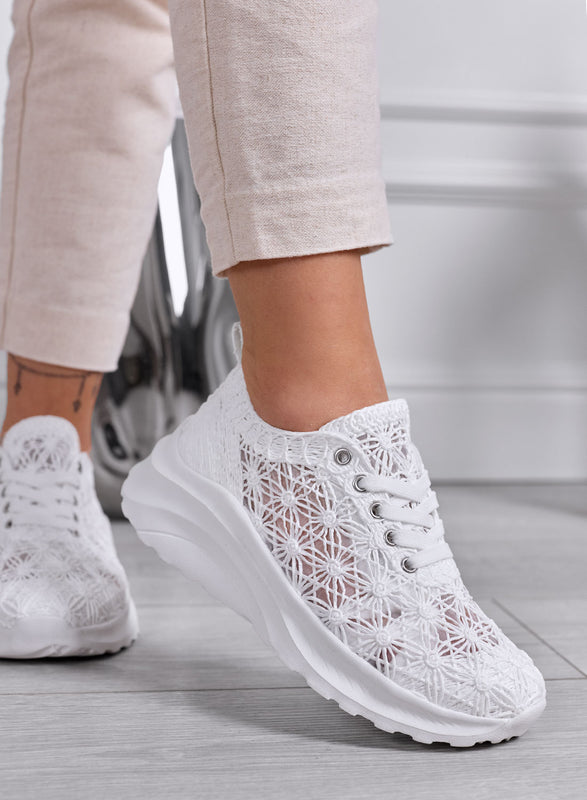 ESRA - Sneakers bianche Traforate con Suola Comfort Leggera