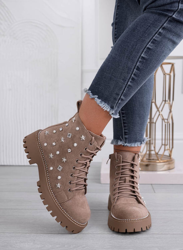 VERONIKA - Bottines amphibies mud avec perles et clous étoiles