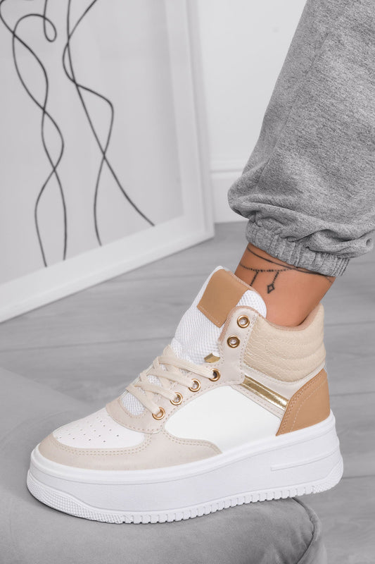 LIBBY - Sneakers beige con suola spessa e lacci