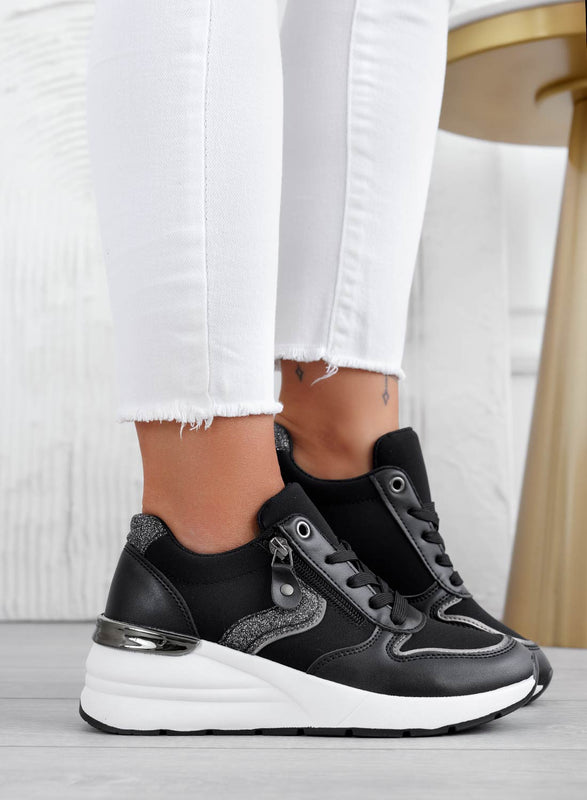 Baskets noires avec empiècements pailletés