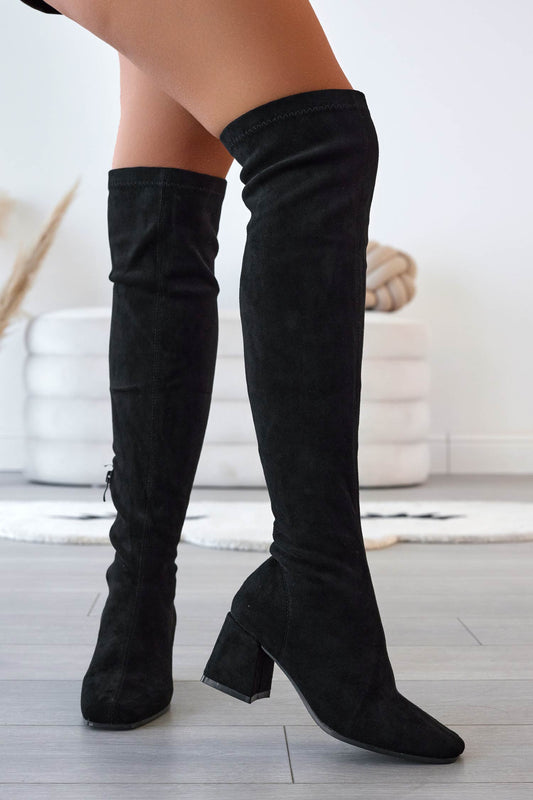 MAGDA - Bottes en daim noir