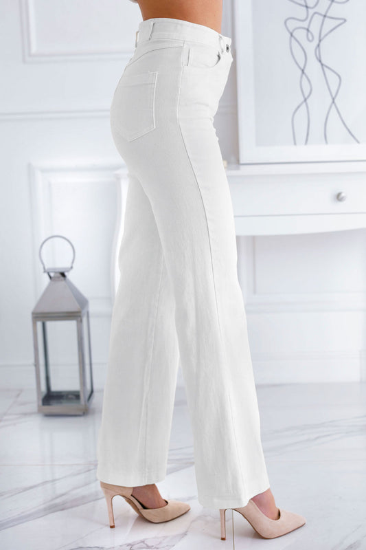 Pantalon évasé en coton blanche