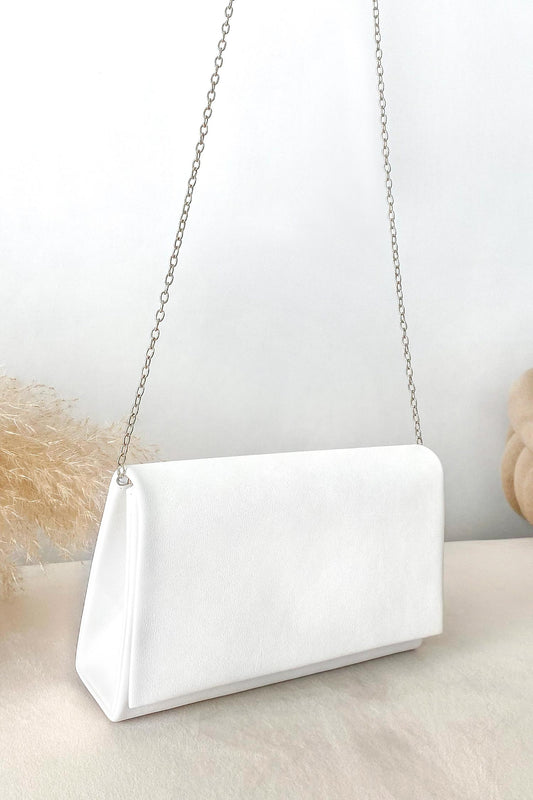 Pochette en similicuir blanc B211