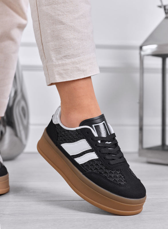 MARISOL - Sneakers nere con inserti bianchi e suola in gomma