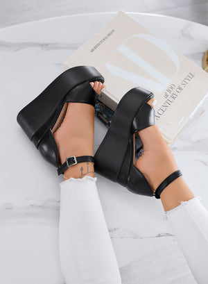 PENNY - Sandales noirs à plateforme avec bride à la cheville