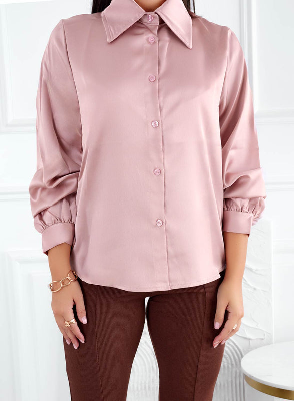 Chemise en satin rose