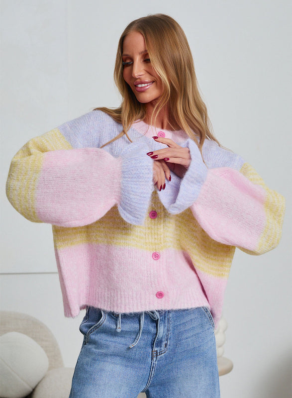 Cardigan oversize doux couleurs pastel