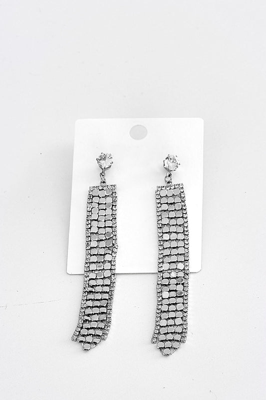 Boucles d'oreilles pendantes en argent avec strass