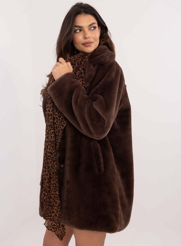 Foulard marron à motif léopard