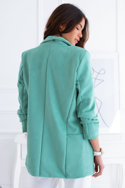 Veste blazer ouverte en daim vert