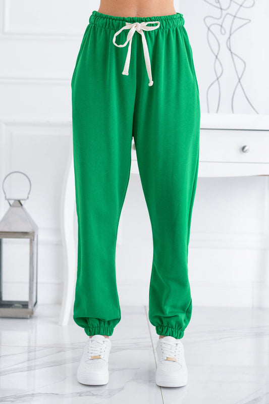 Pantalon de survêtement verte avec lacets