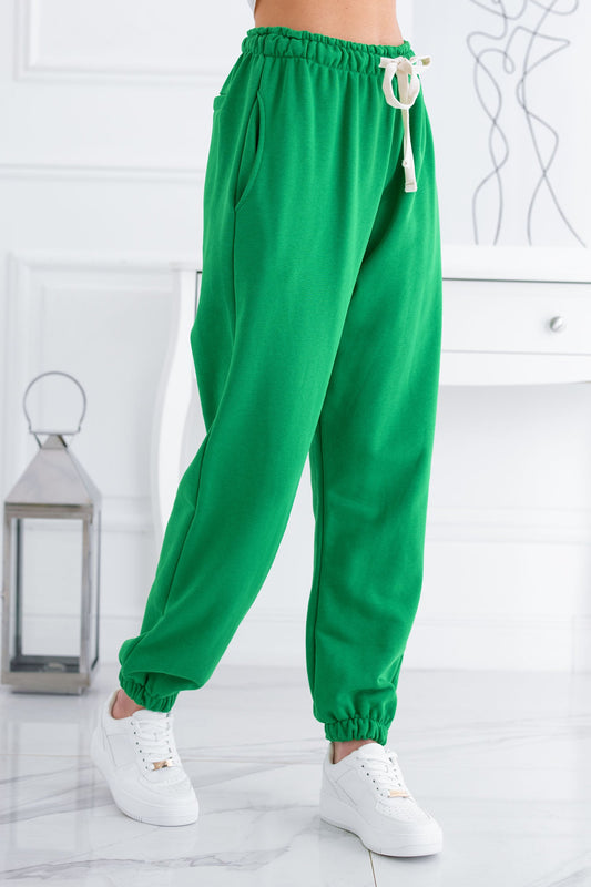 Pantalon de survêtement verte avec lacets