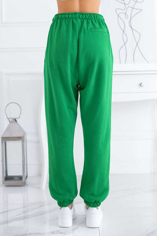 Pantalon de survêtement verte avec lacets