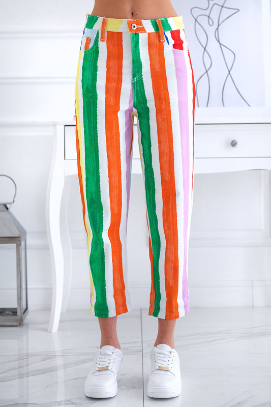 Pantalon à longueur de cheville multicolore