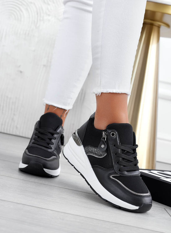 Baskets noires avec empiècements pailletés