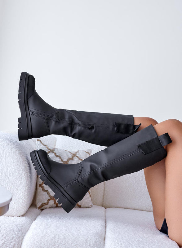 PATRIZIA - Bottes noires en tissu imperméable