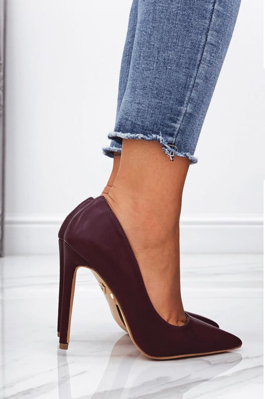 KEISY - Escarpins à talons hauts en cuir synthétique de couleur bordeaux