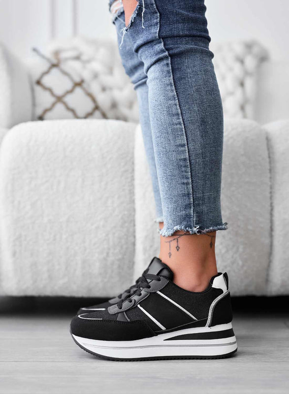 Baskets noires avec empiècements pailletés