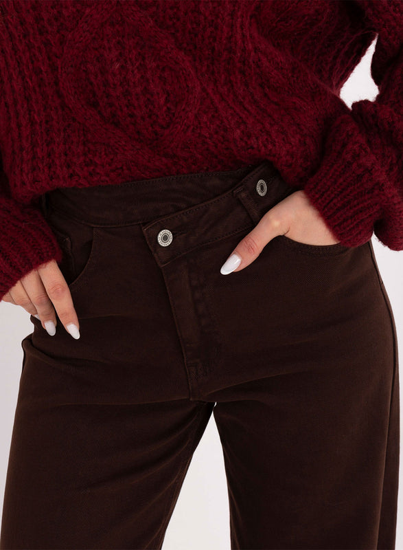 Brown Wide-Leg High-Waist Pants