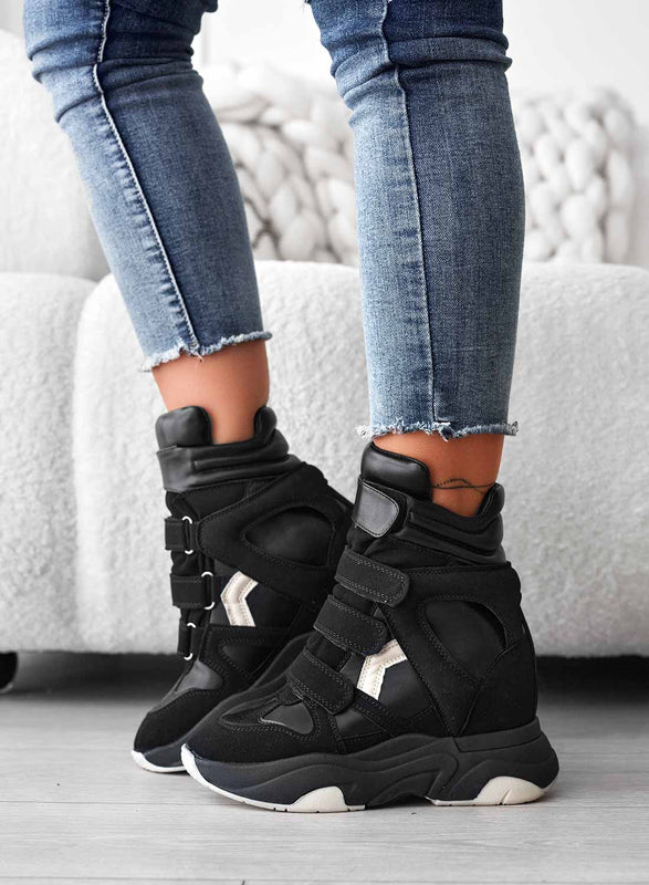LAUREN - Sneakers nere con zeppa interna e strappi