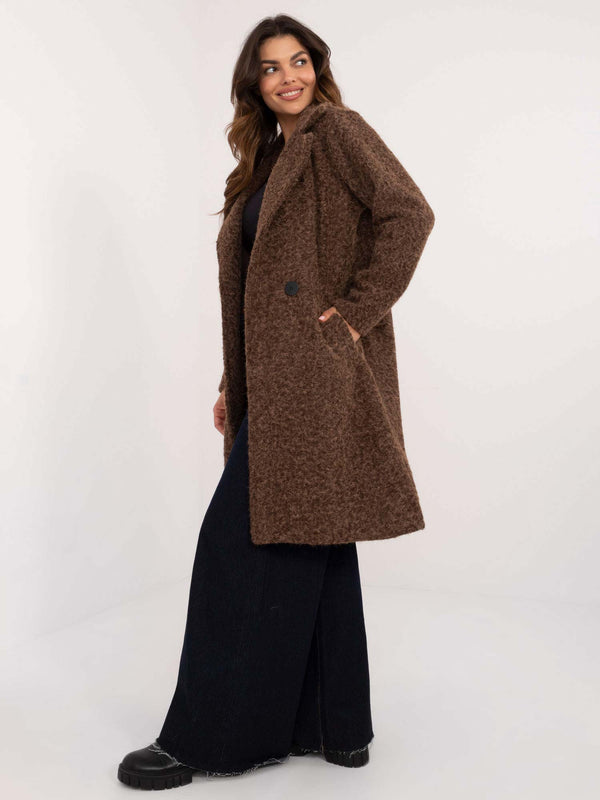 Manteau long en laine marron