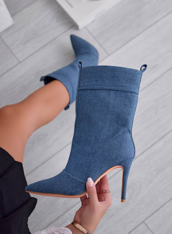 NICOLETTA - Bottines à talons en denim bleu