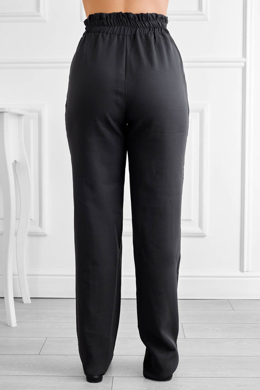 Pantalon noir avec ressort et cordon de serrage à la taille