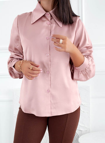 Chemise en satin rose